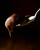 Chocolate cream on spoon