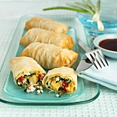 Spring rolls with ricotta and sweet chilli