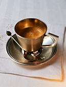 Espresso in a silver cup