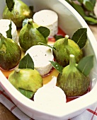 Goat's cheese and figs studded with bay leaves