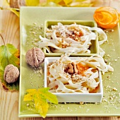 Ribbon pasta with walnuts (Hungarian dessert)