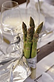Bundle of asparagus as table decoration