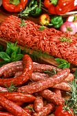 Chipolata and Merguez sausages; mince