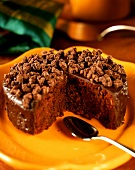 Chocolate cake, a piece cut out