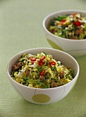 Mixed cabbage salad with mince and chili