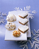 Coconut macaroons, cinnamon hearts and almond biscuits