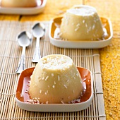 Coconut custard in two small bowls