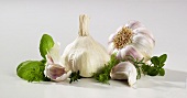 Two garlic bulbs with two garlic cloves