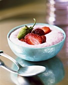 Strawberry quark whip in a bowl