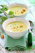 Two bowls of pea soup