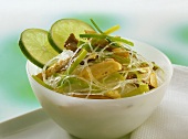 Glass noodles with oyster mushrooms and leeks