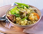 Seafood risotto with asparagus