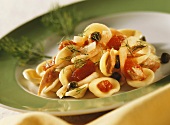 Orecchiette with tuna, fennel, tomatoes and capers