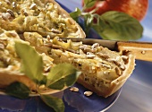 Leek and apple quiche with sunflower seeds