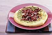 Radicchio tart with peas