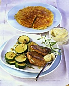 Beef fillet with courgettes and rosti
