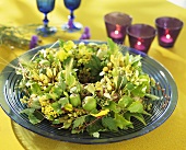 Autumnal wreath with vine leaves, cereals, berries ...