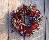 Wreath of dried flowers and rose hips