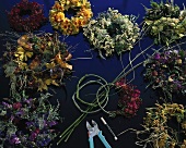 Various wreaths of dried flowers