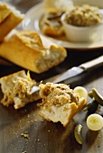Baguette with rilettes (savoury spread, France)
