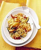 Linguine with shrimps and courgettes