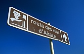 Signpost for Alsace Wine Route in France