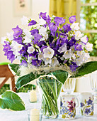 weiße und violette Glockenblumen