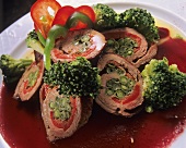 Veal roulades with broccoli and beans (Telian, Ukraine)