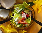 Caribbean salad with coconut and avocado