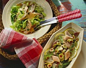 Römischer Salat mit Räucherforelle & Räucheraal-Salat