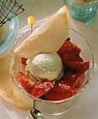 Strawberries with peppercorns & vanilla ice cream