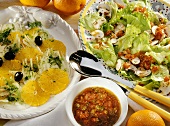 Fennel & orange salad, iceberg lettuce, tomato sauce,mushrooms
