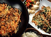 Buntes Gemüse mit Tofu & Hähnchen mit Sesam & Ingwer