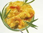 Risotto alla milanese con scampi (saffron rice with shrimp)