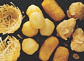 Potato nests, deep-fried potatoes and croquettes
