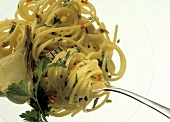 Spaghetti aglio, olio e peperoncino (Scharfes Nudelgericht)