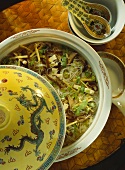 Hot & sour soup with pork, glass noodles, tofu & vegetables