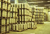 Barrel store (beer barrels) at brewery