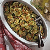 Marinated courgettes with diced tomatoes & pine nuts