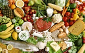 Fleisch,Fisch,Gemüse,Obst,Milchprodukte,Brot,Eier,Wurst,Reis