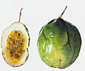 Whole and Half of a Passion Fruit