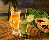 Papaya & orange cocktail & avocado cocktail with milk & lime
