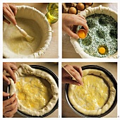 Making Ligurian spinach tart with eggs