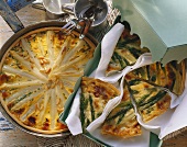 Asparagus quiche with pine nuts & green asparagus tart (pieces)