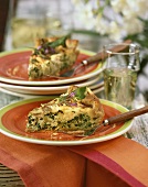 Chard quiche with cheese, pine nuts & sage flowers