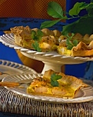 Shrimp quiche with curried cream & parsley leaves