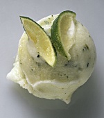 Single Scoop of Lime Sorbet with Lime Slices