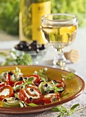 Marinated Peppers Stuffed with Cheese and Olives