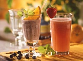 Blueberry-yoghurt drink & strawberry & orange shake 