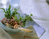 Rocket and wild rice salad with radishes and ginger